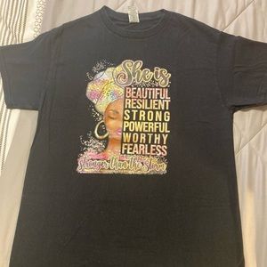 Black Graphic Tee - 'She Is' Design